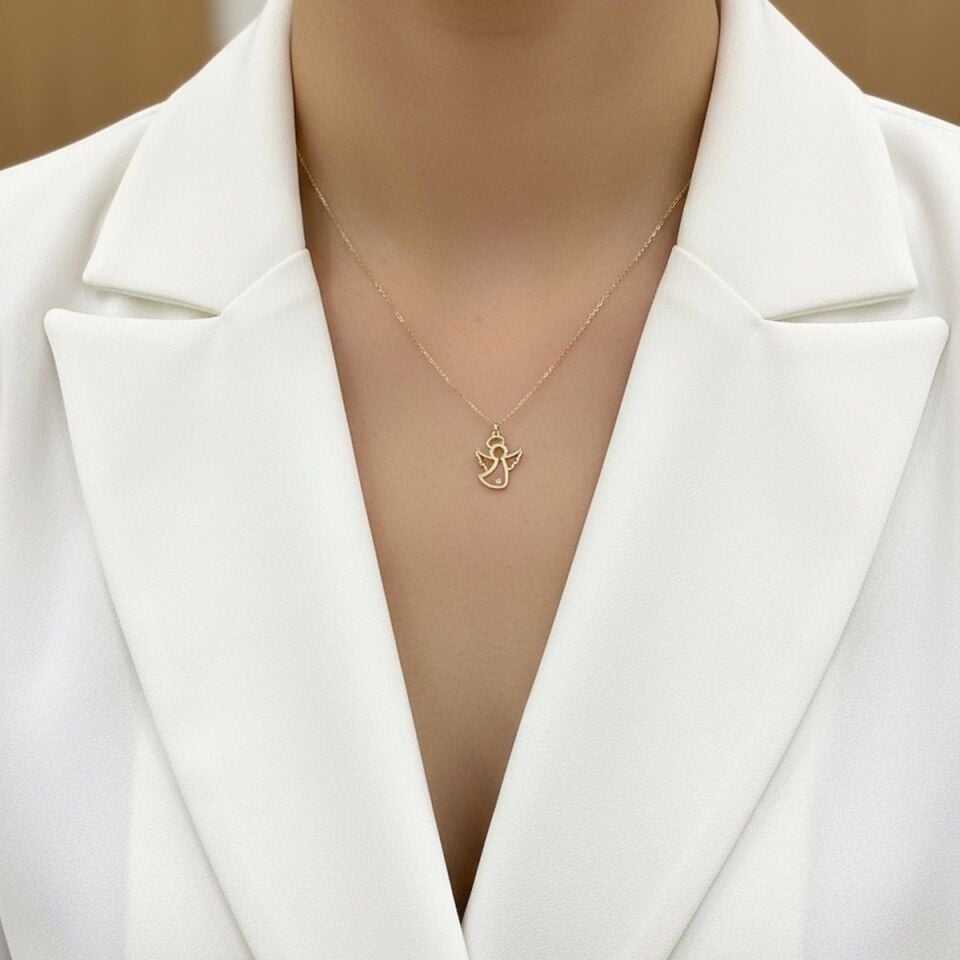 14 AYAR PIRLANTA TAŞLI MELEK KOLYE