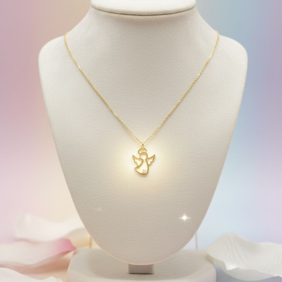 14 AYAR PIRLANTA TAŞLI MELEK KOLYE