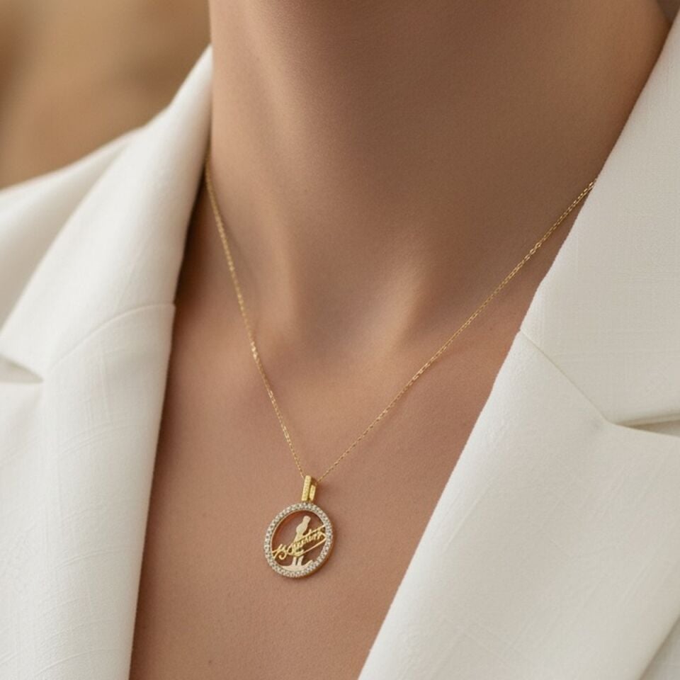 14 AYAR KEMAL ATATÜRK İMZALI 3 BOYUTLU ALTIN KOLYE