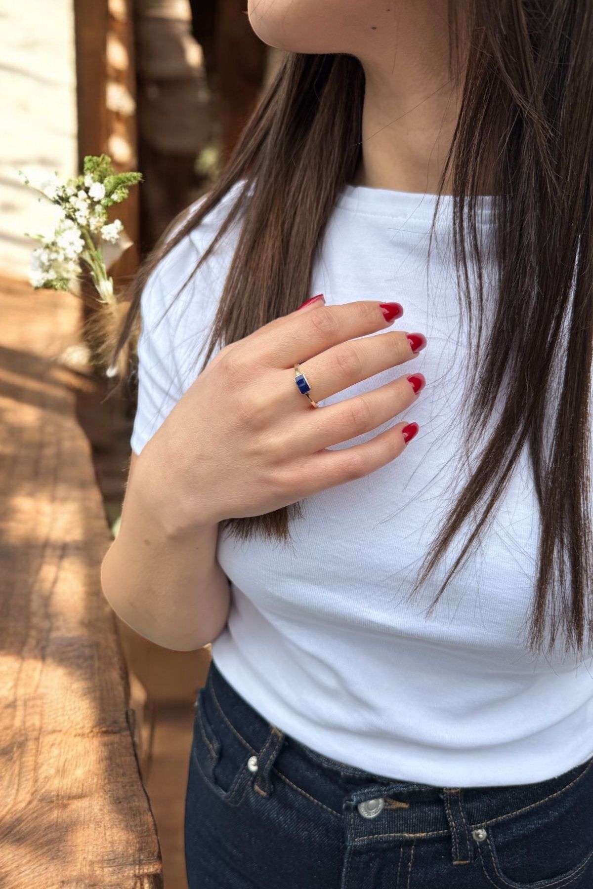 14 AYAR LACİVERT MİNELİ İTALYAN YÜZÜK