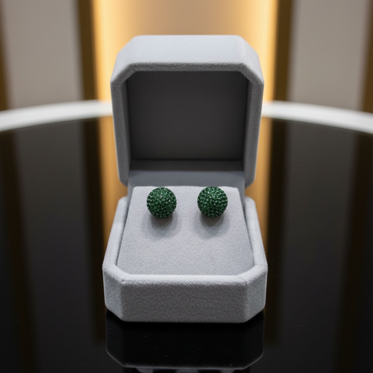 925 AYAR ROSE RENGİ YEŞİL TAŞLI TOP KÜPE