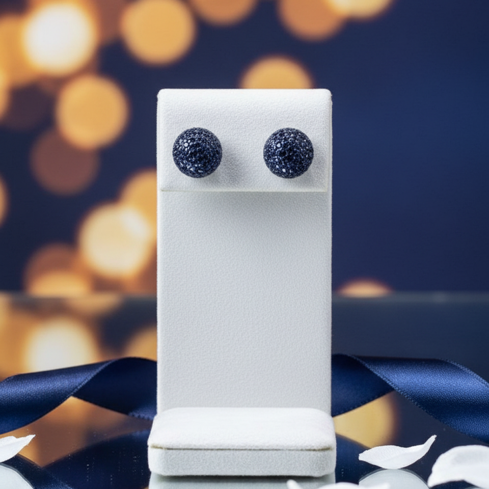 925 AYAR ROSE RENGİ LACİVERT TAŞLI TOP KÜPE