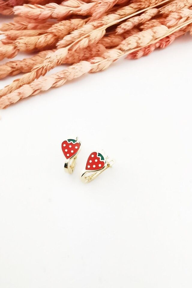 14 Ayar Çilek Çocuk Küpe