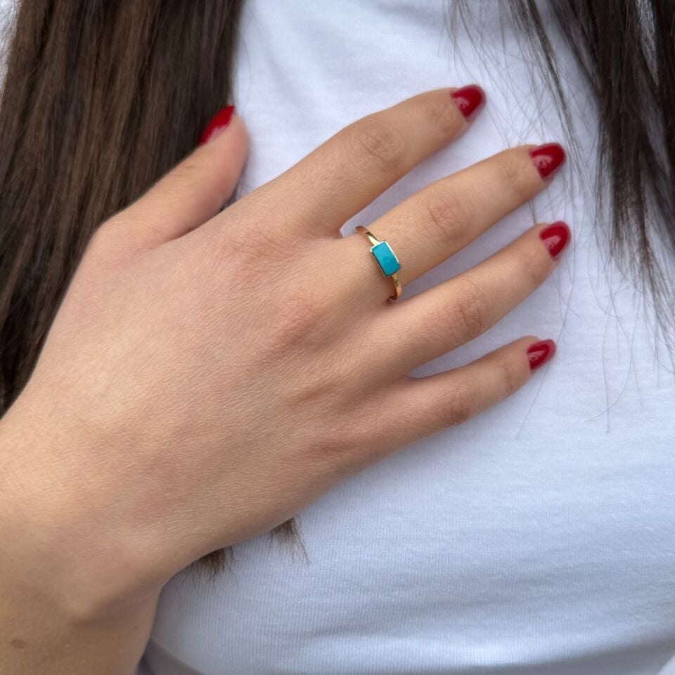 14 AYAR TURKUAZ MİNELİ İTALYAN YÜZÜK