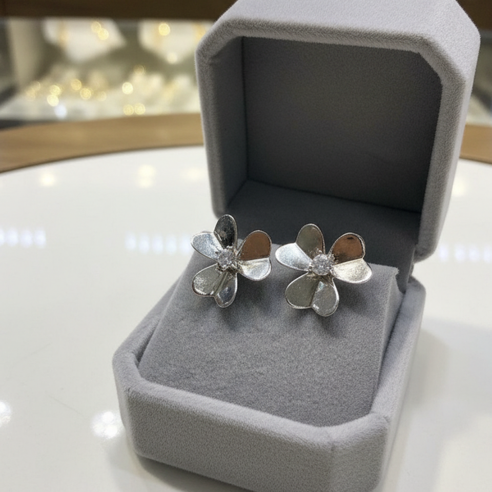 925 AYAR ORKİDE MODEL GÜMÜŞ KÜPE