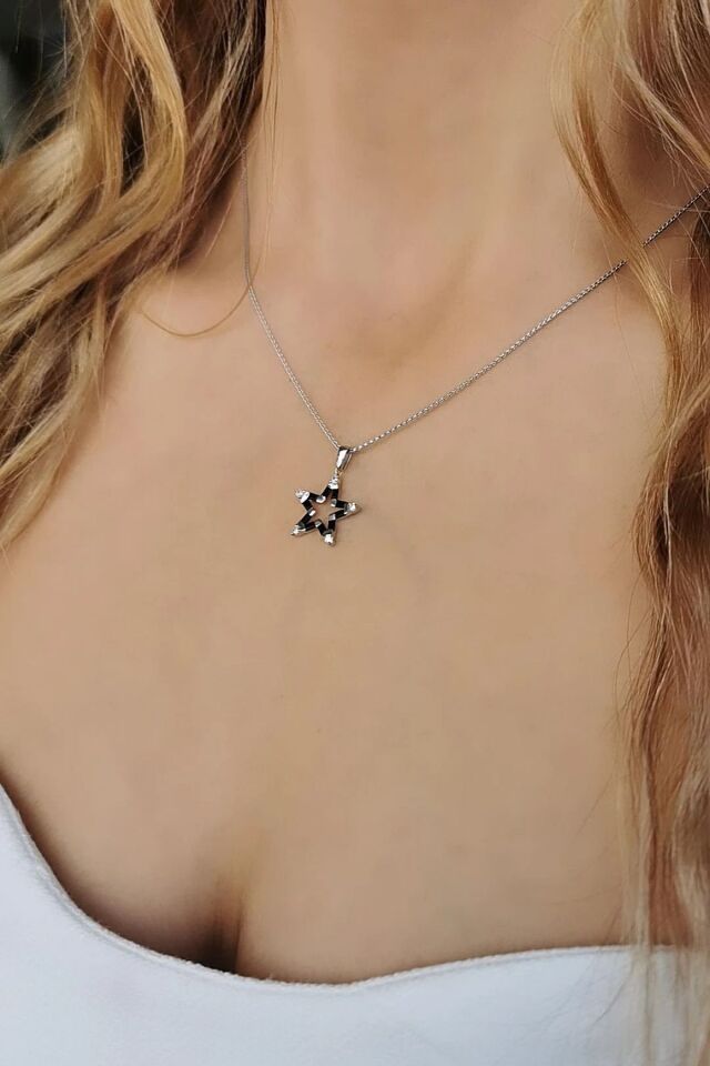 14 AYAR 0,43 CT PIRLANTA TAŞLI ÖZEL TASARIM YILDIZ KOLYE