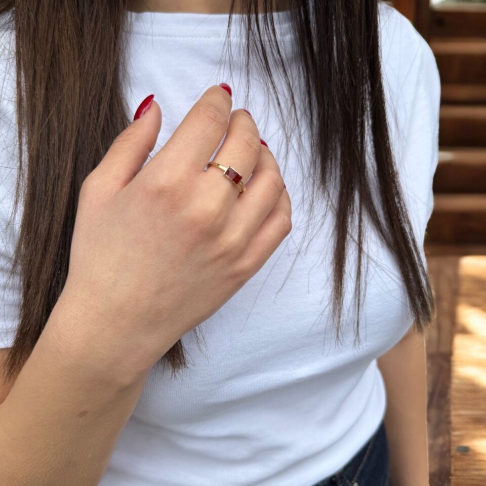 14 AYAR BORDO MİNELİ İTALYAN YÜZÜK