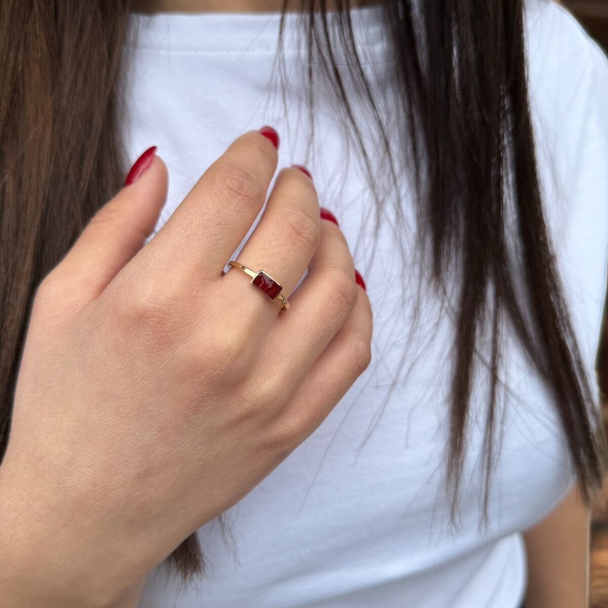 14 AYAR BORDO MİNELİ İTALYAN YÜZÜK