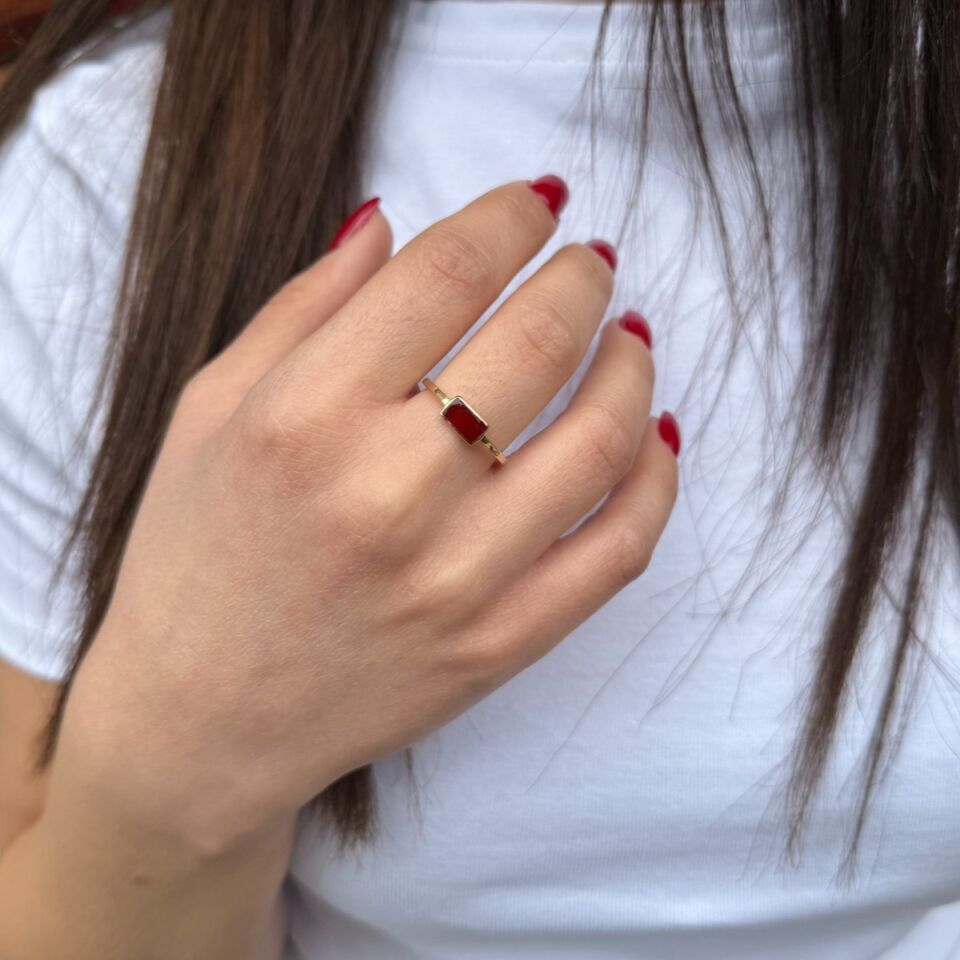 14 AYAR BORDO MİNELİ İTALYAN YÜZÜK