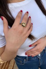 22 AYAR ÖZEL TASARIM SİYAH MİNELİ GÖZ YÜZÜK 16