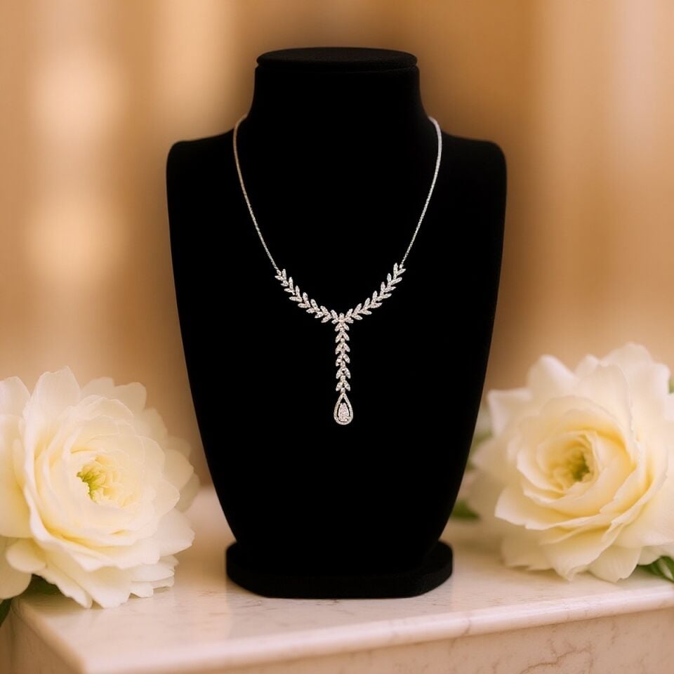 14 AYAR BAŞAK MODELİ DAMLA TAŞLI ZARİF ALTIN KOLYE