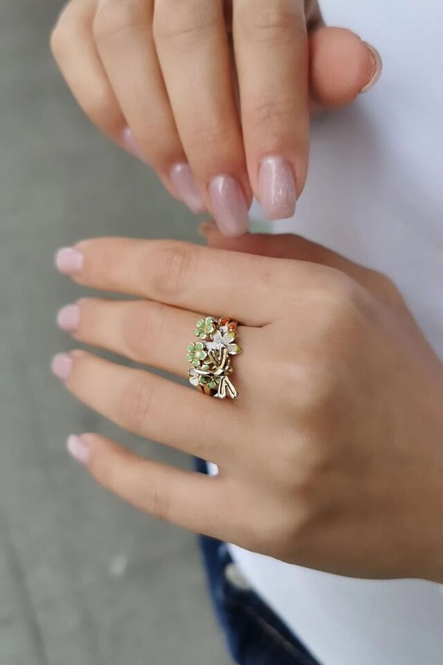 14 Ayar Mineli Yüzük 13