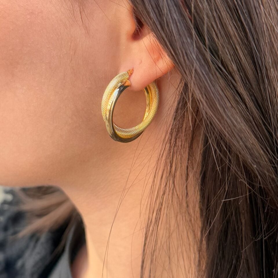 14 AYAR ÇİFT HALKA KÜPE