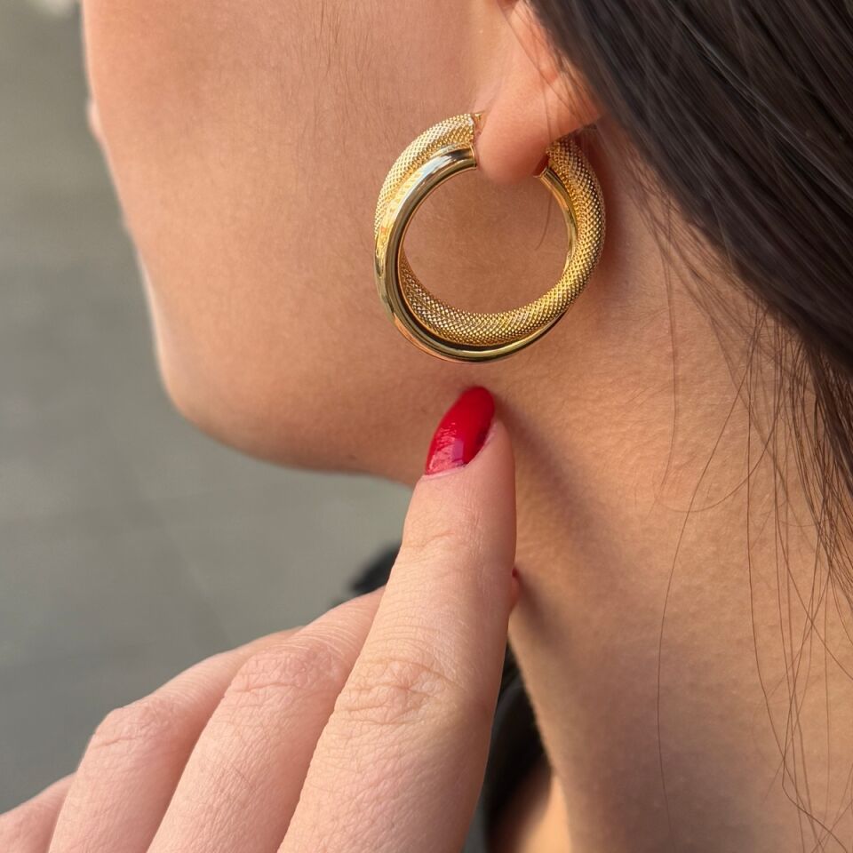 14 AYAR ÇİFT HALKA KÜPE