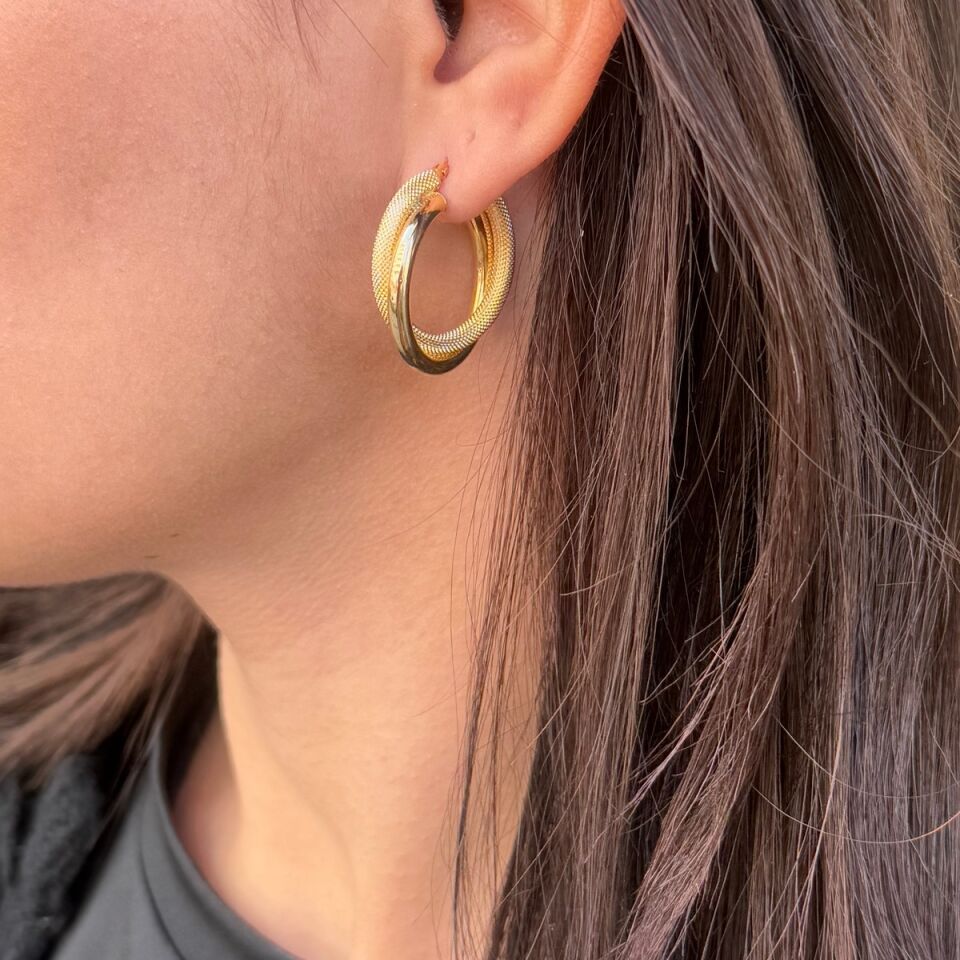 14 AYAR ÇİFT HALKA KÜPE