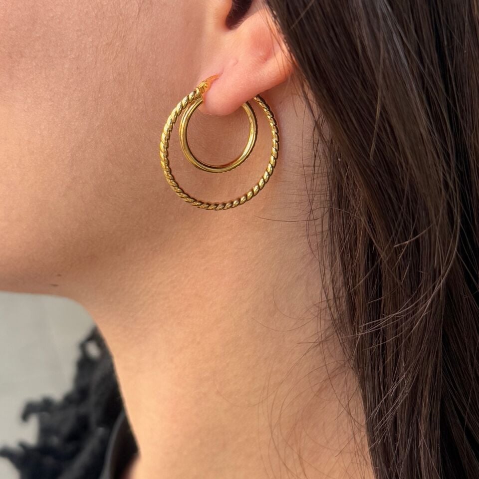 14 AYAR İTALYAN ÇİFT SIRA HALKA KÜPE