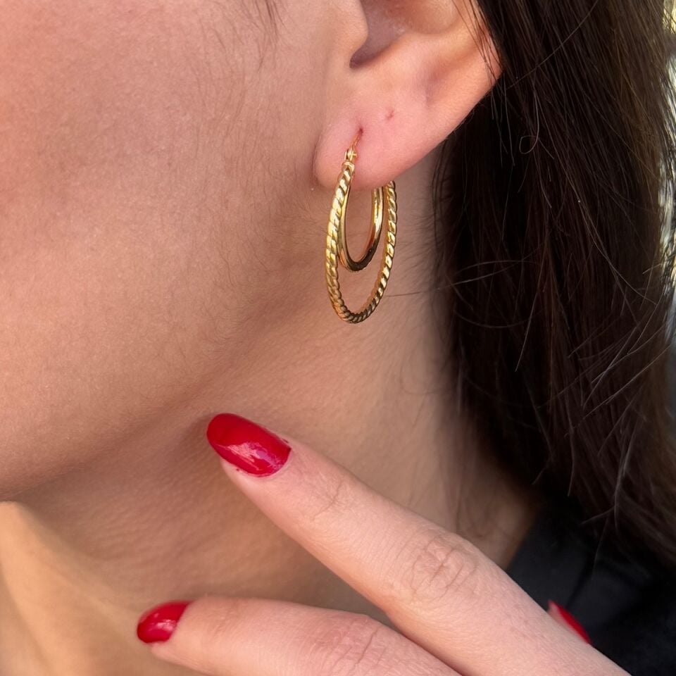 14 AYAR İTALYAN ÇİFT SIRA HALKA KÜPE