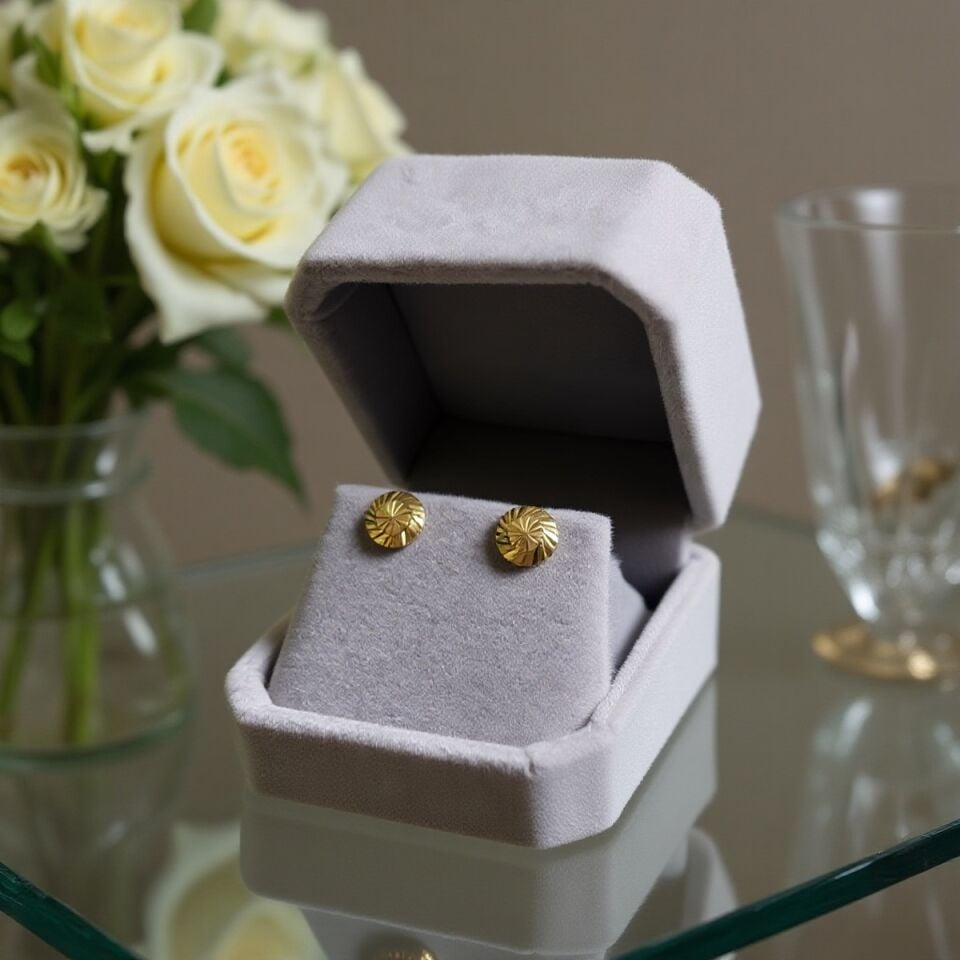 14 AYAR ÜZERİ KALEMLİ PARLAK YASSI YUVARLAK KÜPE