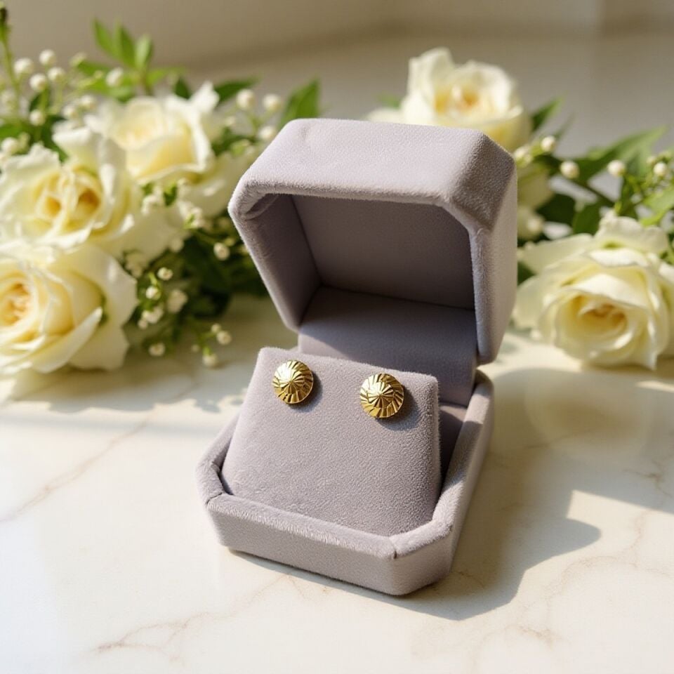 14 AYAR ÜZERİ KALEMLİ PARLAK YASSI YUVARLAK KÜPE