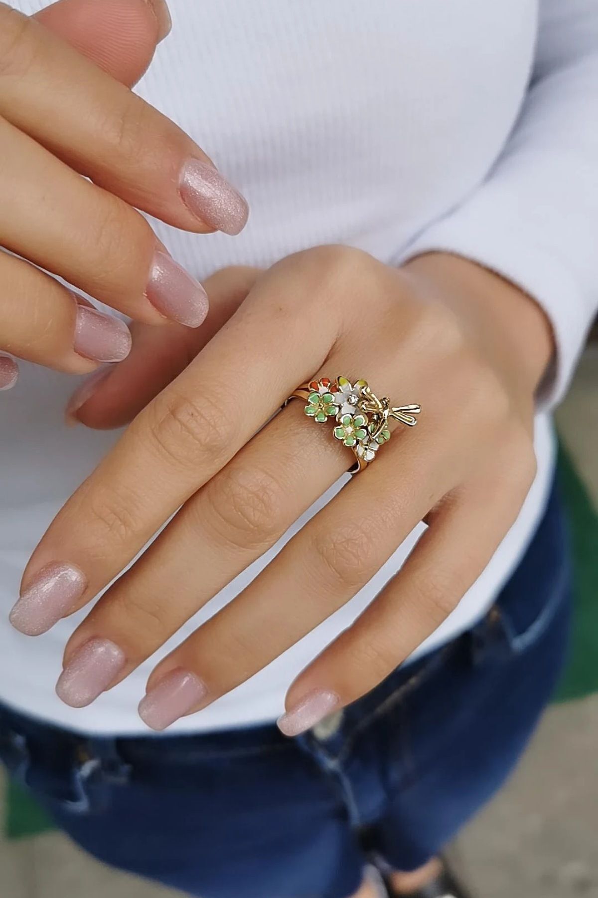 14 Ayar Mineli Yüzük 15