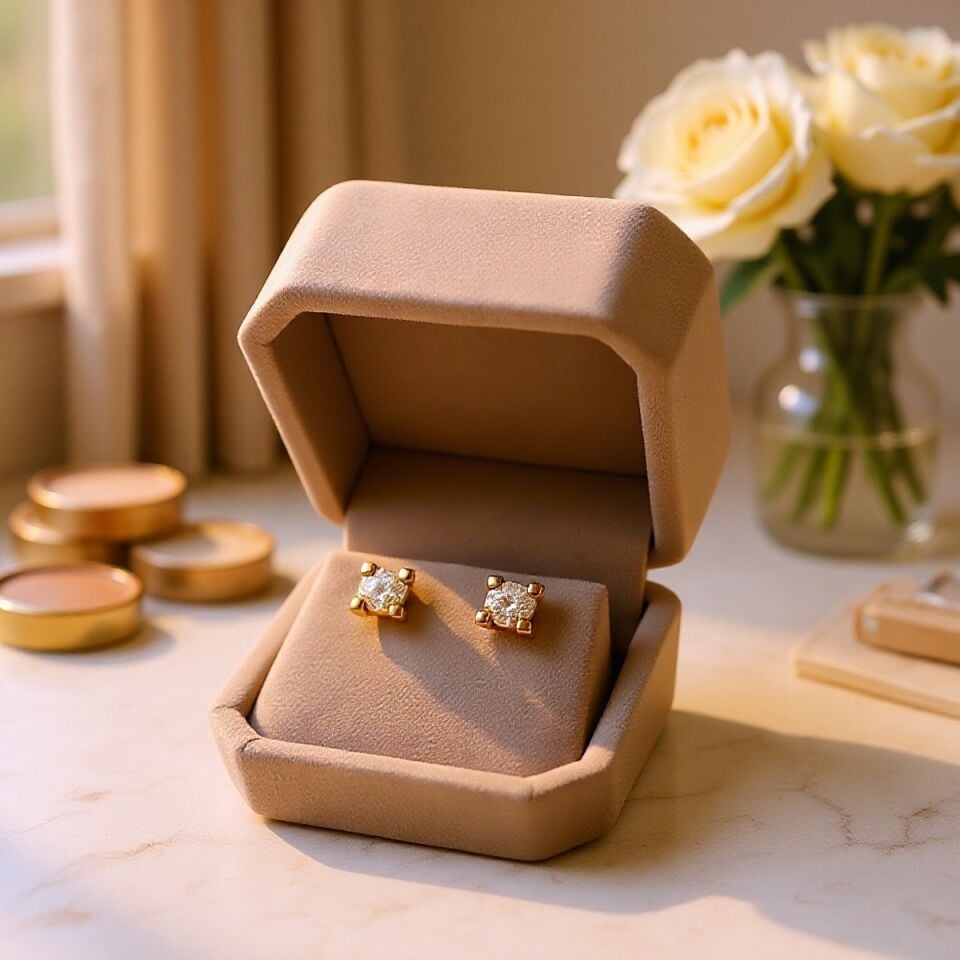 14 AYAR PIRLANTA MODELİ KARE TIRNAK MONTÜRLÜ TEKTAŞ KÜPE