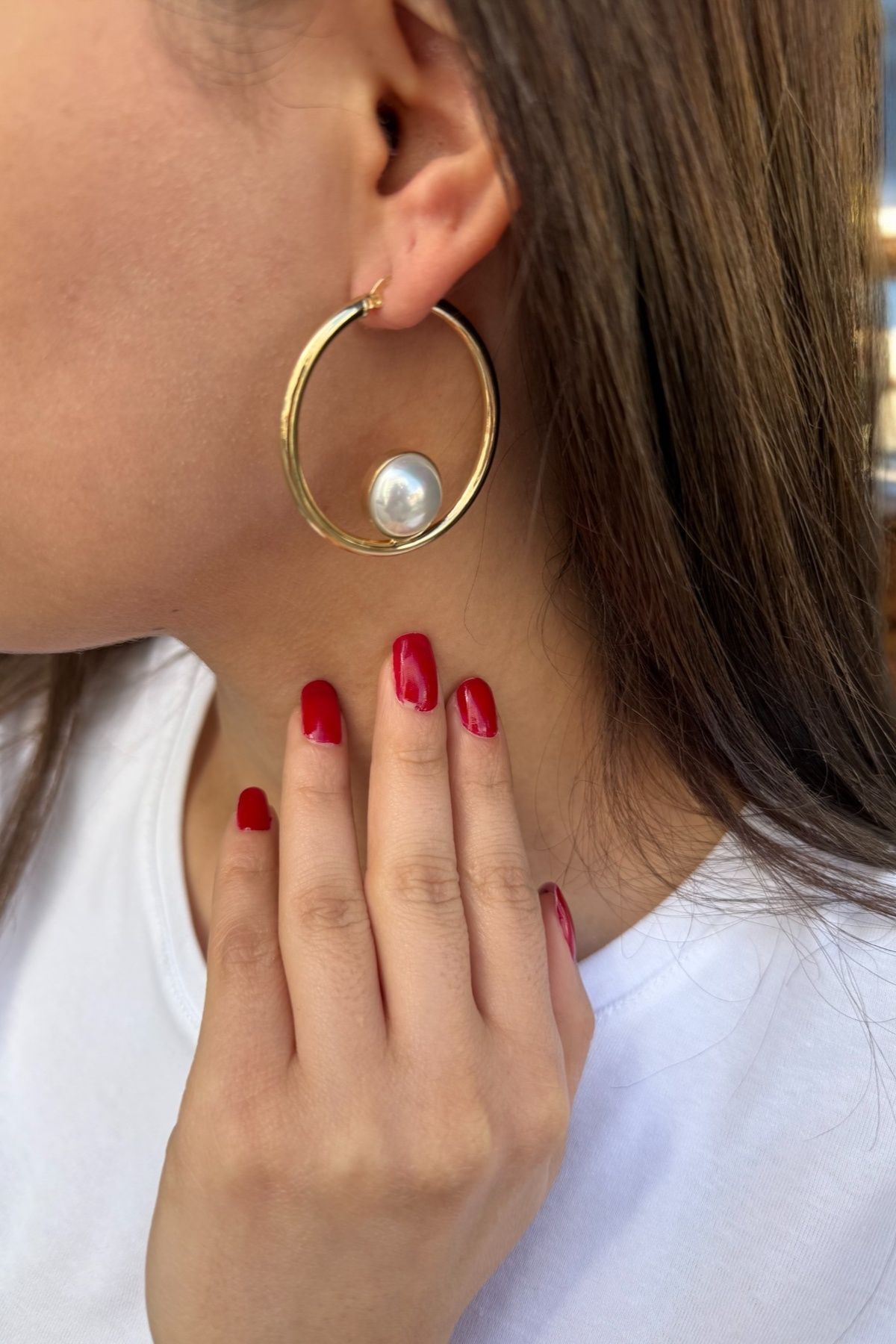 14 AYAR ÖZEL TASARIM İNCİLİ HALKA KÜPE