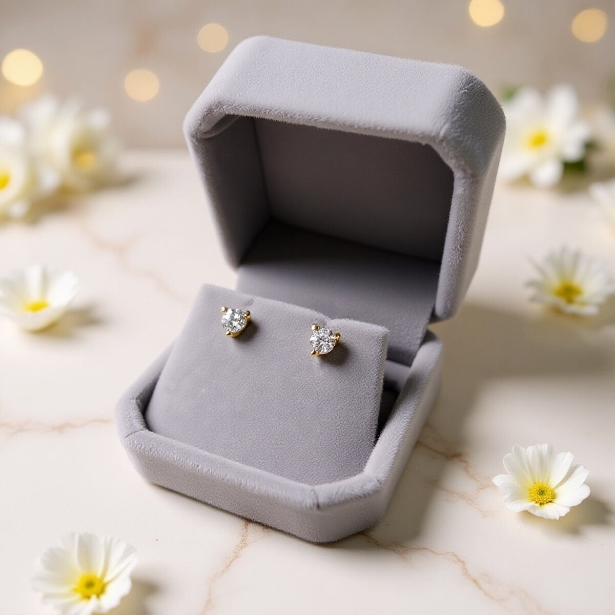 14 AYAR ÜÇ TIRNAKLI TEKTAŞ ALTIN KÜPE