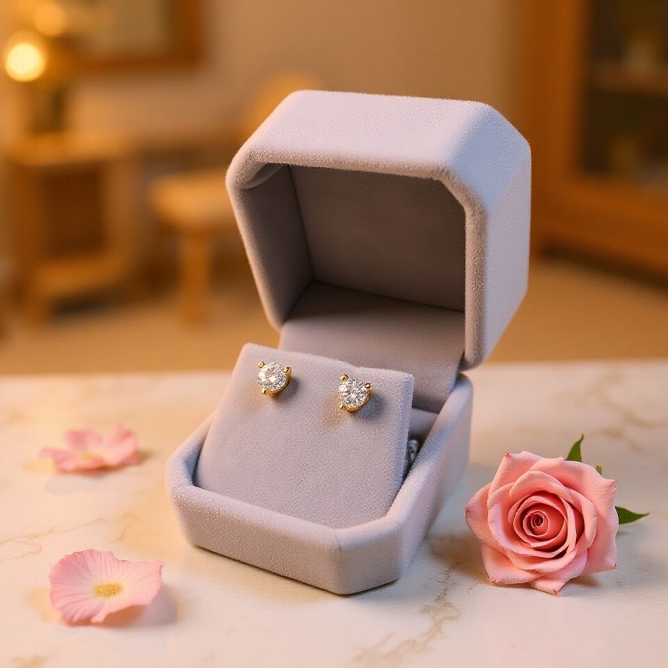 14 AYAR ÜÇ TIRNAKLI TEKTAŞ ALTIN KÜPE