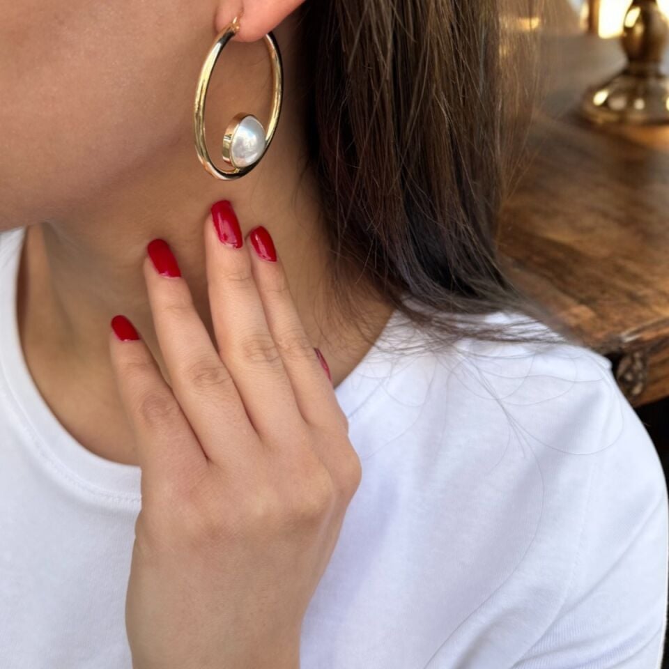 14 AYAR ÖZEL TASARIM İNCİLİ HALKA KÜPE