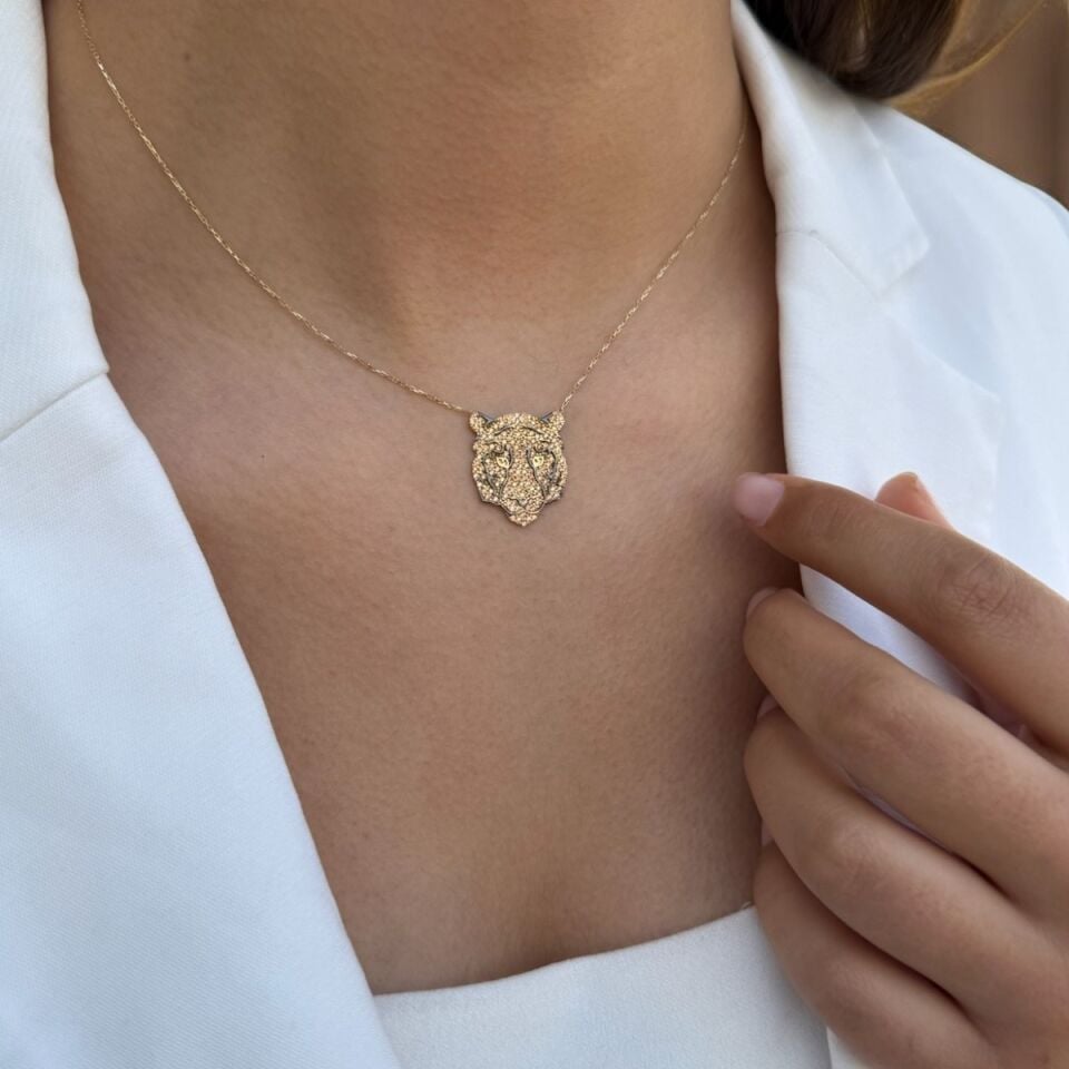 14 Ayar Aslan Altın Kolye