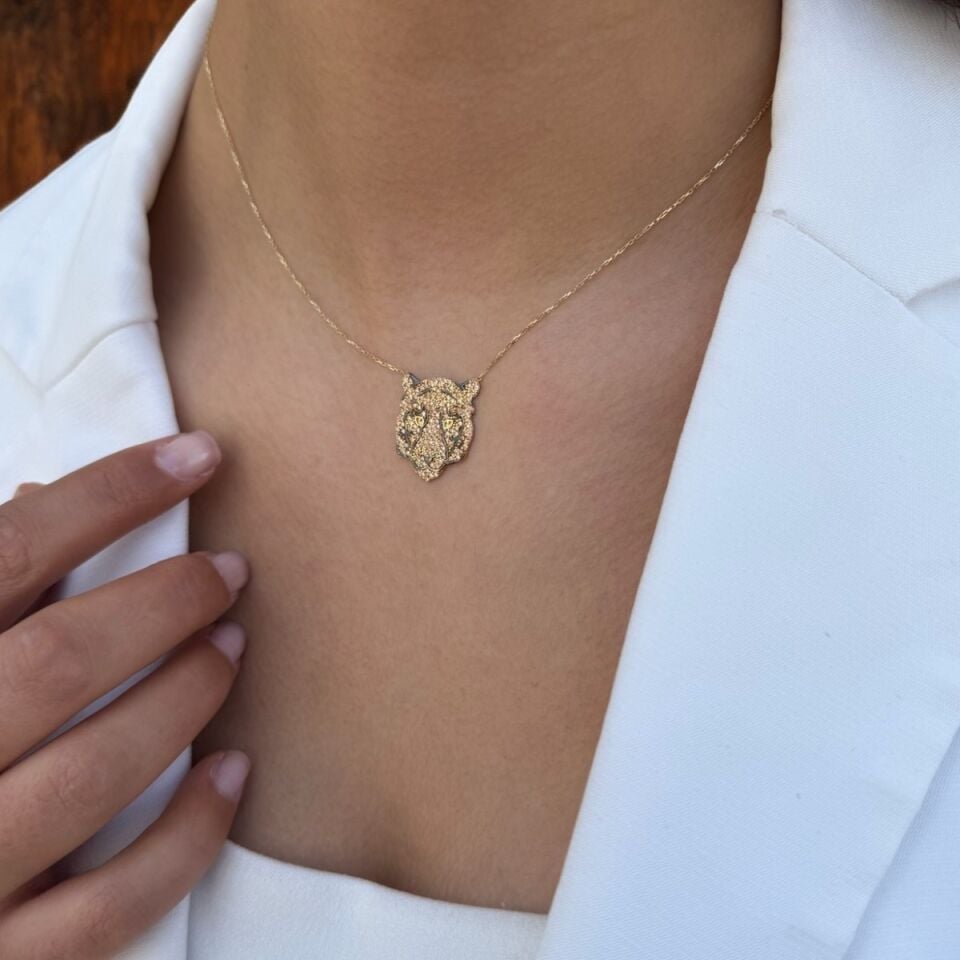 14 Ayar Aslan Altın Kolye