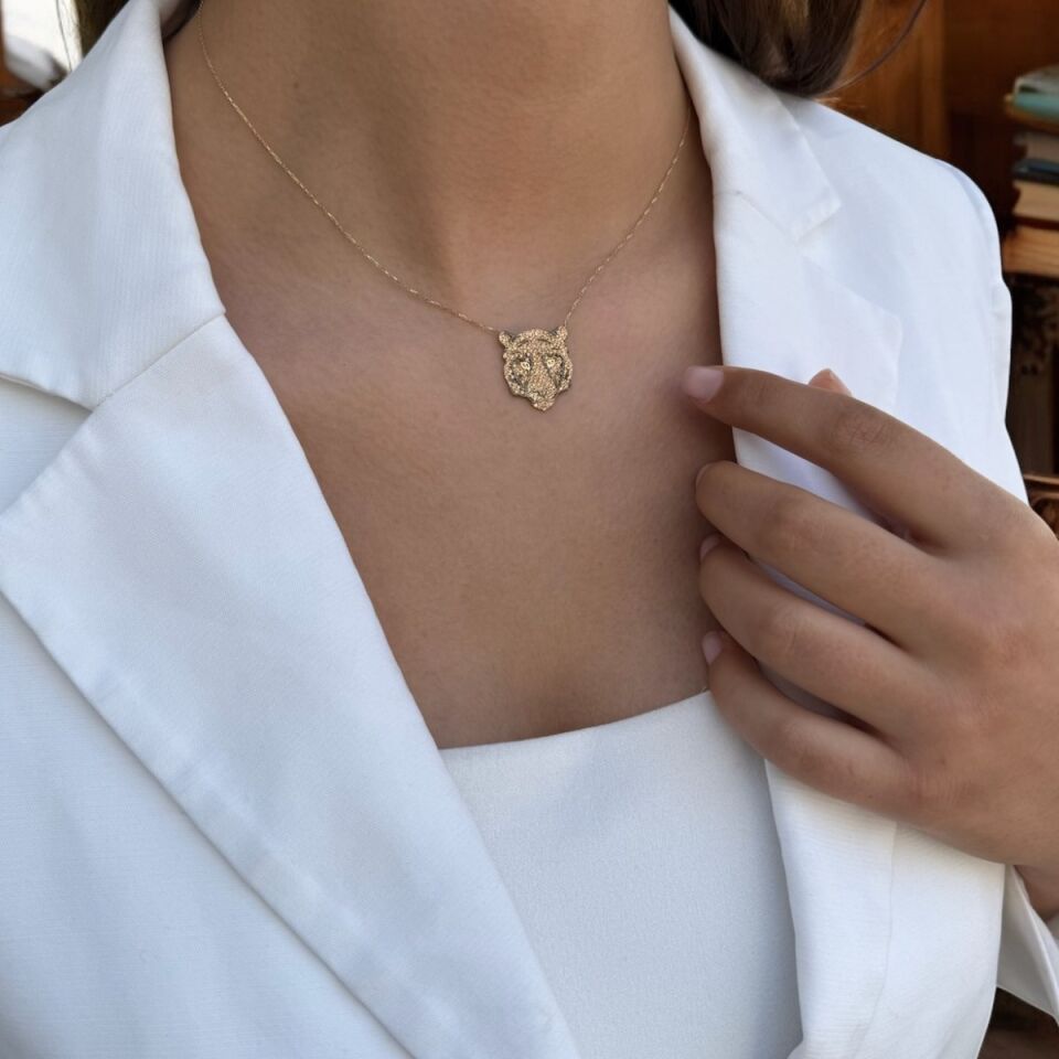 14 Ayar Aslan Altın Kolye