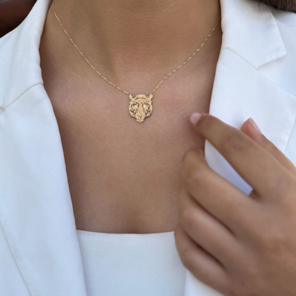 14 Ayar Aslan Altın Kolye