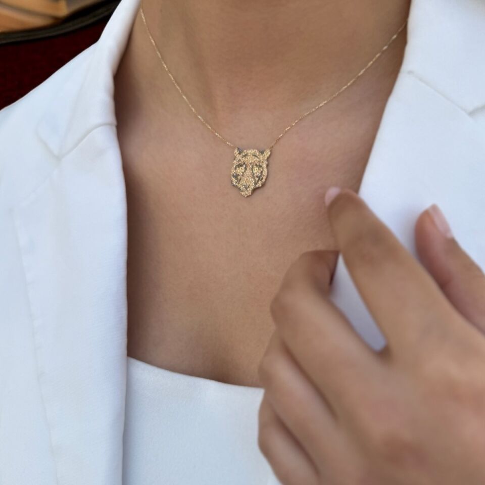 14 Ayar Aslan Altın Kolye