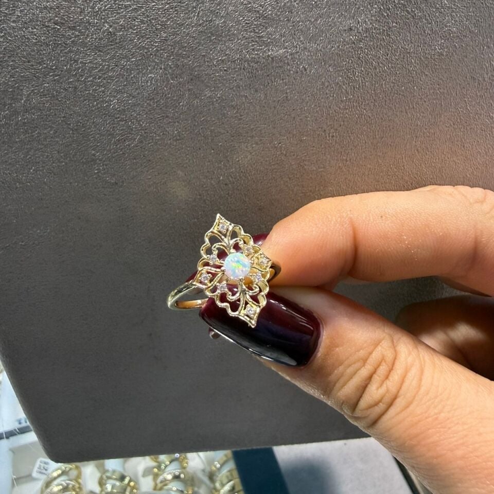 14 AYAR OPAL TAŞLI VİNTAGE MODEL ALTIN YÜZÜK