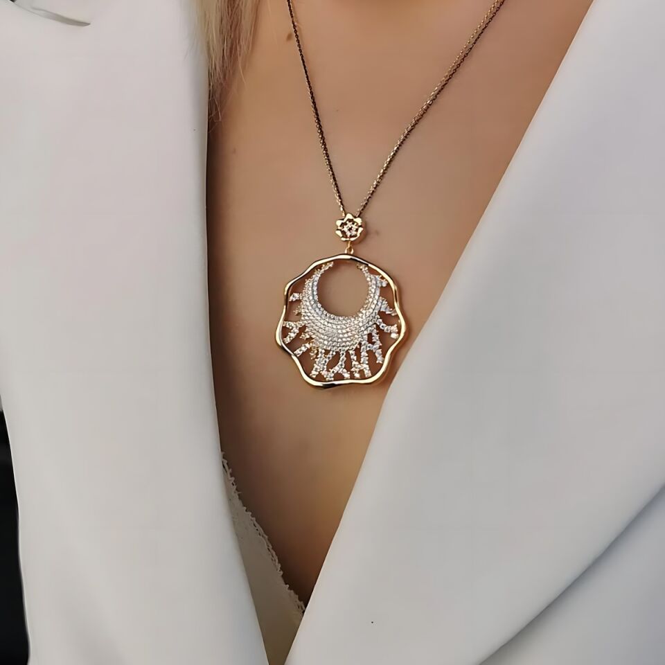 14 Ayar Tasarım Madalyon Kolye