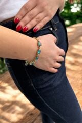 14 AYAR BEŞ KRİSTAL BLUE TOPAZ TAŞLI ALTIN BİLEKLİK