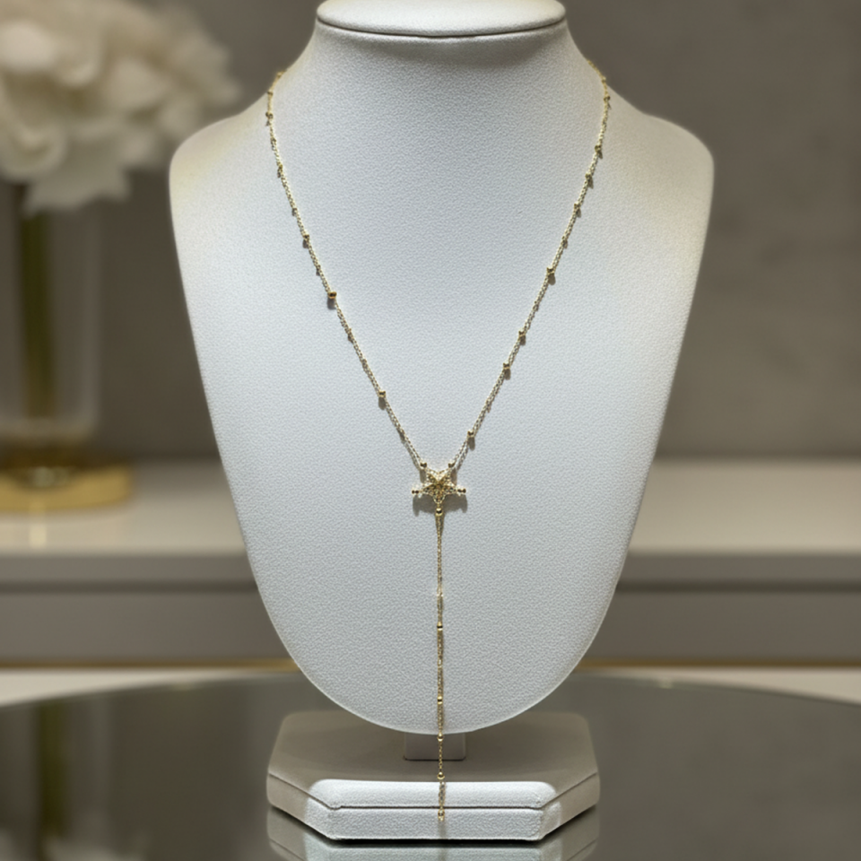 14 AYAR ÖZEL TASARIM YILDIZ FİGÜRLÜ ALTIN KOLYE