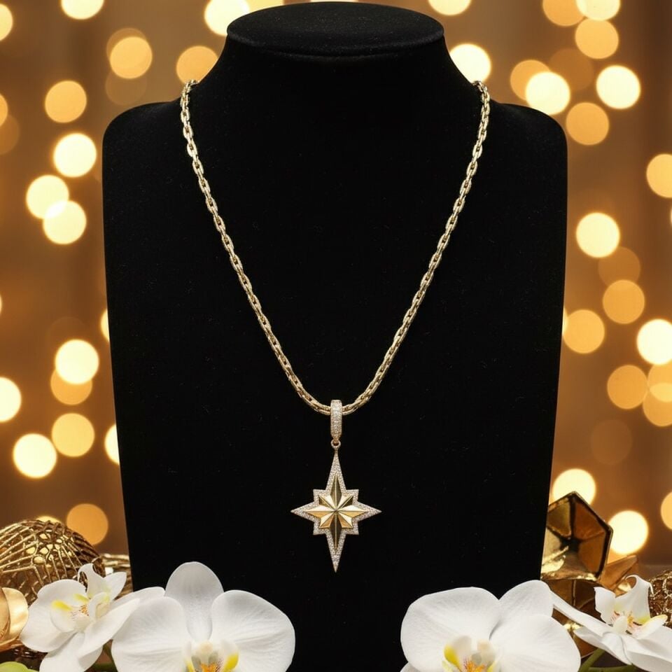 14 AYAR İTALYAN ZİNCİRLİ KUTUPYILDIZI ALTIN KOLYE