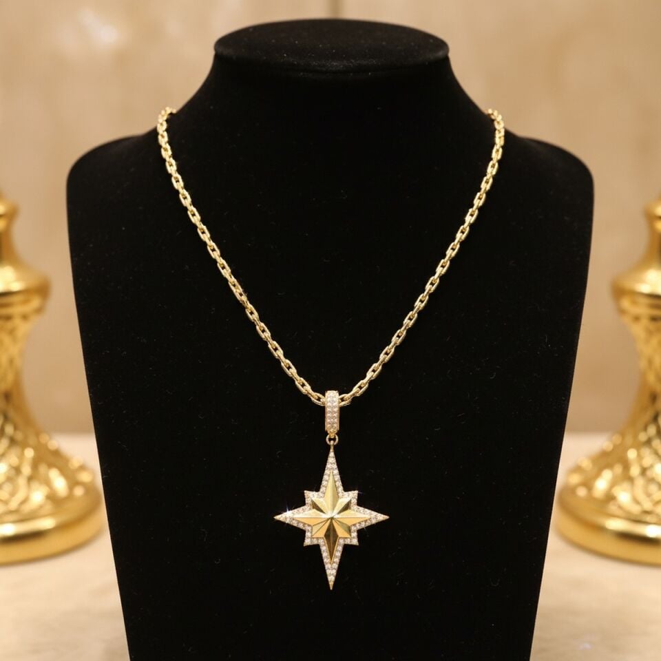 14 AYAR İTALYAN ZİNCİRLİ KUTUPYILDIZI ALTIN KOLYE