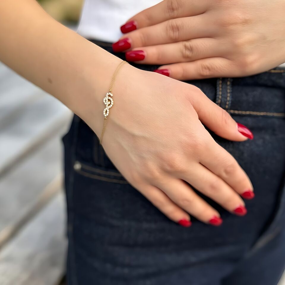 14 Ayar Sol Anahtarı Altın Bileklik