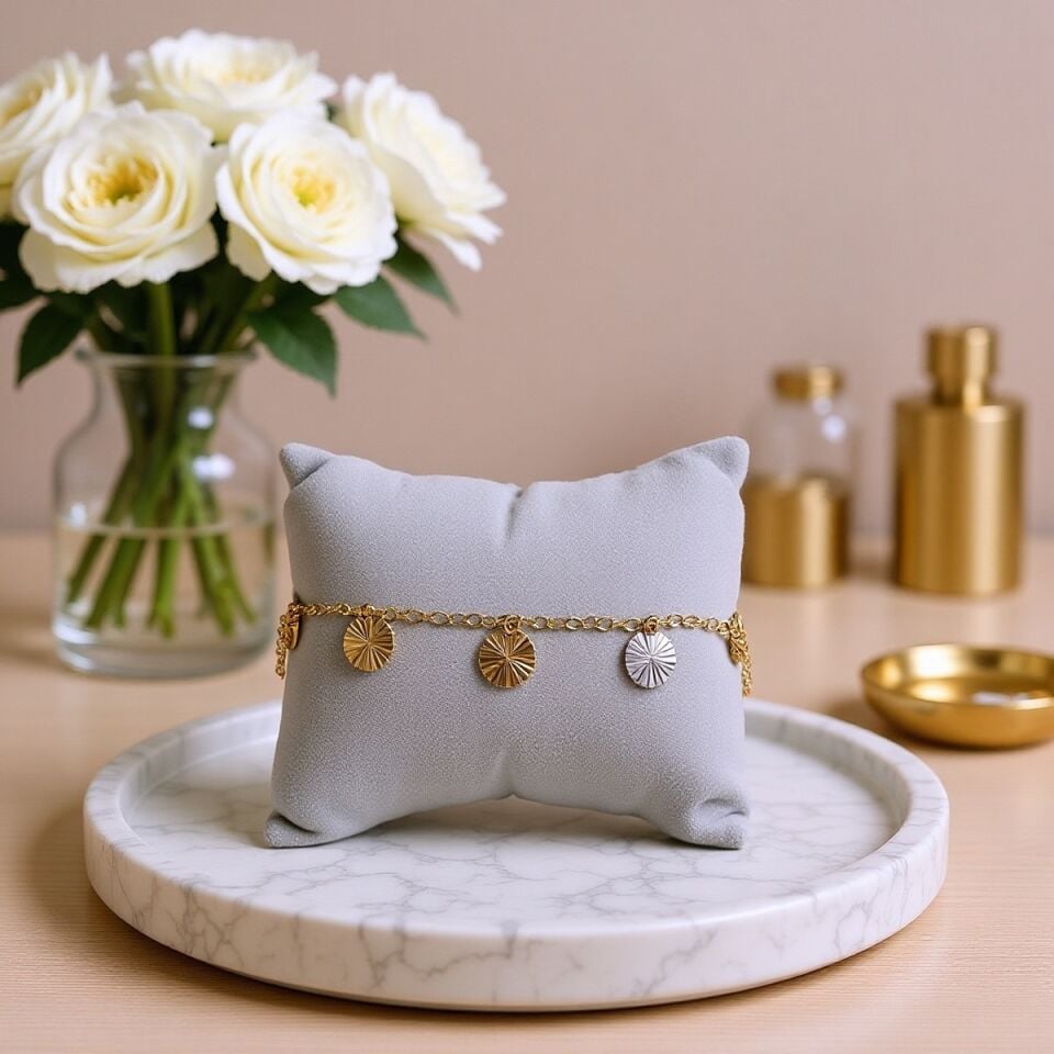 14 AYAR ÜÇ RENK PULDAN OLUŞAN ALTIN BİLEKLİK