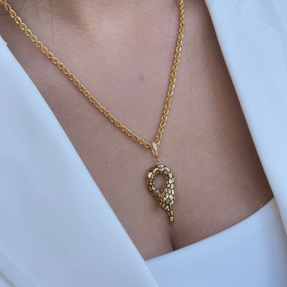 22 AYAR ÖZEL TASARIM YILAN ALTIN KOLYE