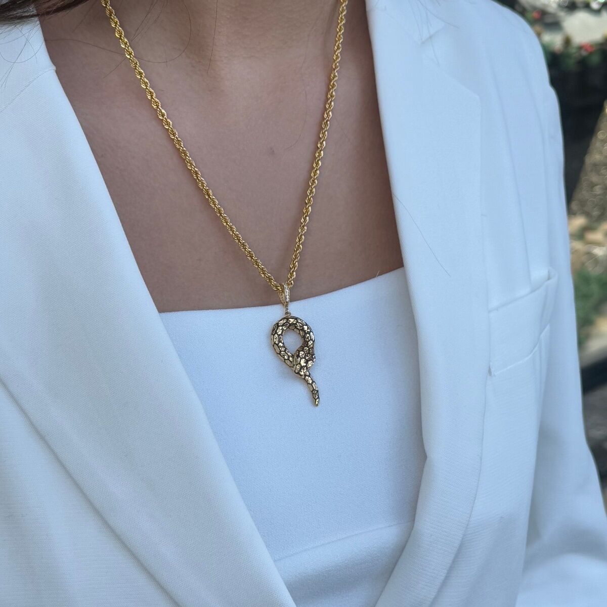 22 AYAR ÖZEL TASARIM YILAN ALTIN KOLYE