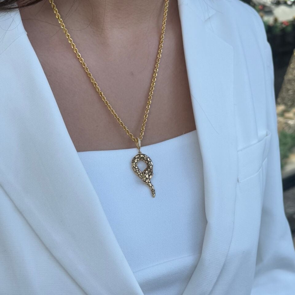 22 AYAR ÖZEL TASARIM YILAN ALTIN KOLYE