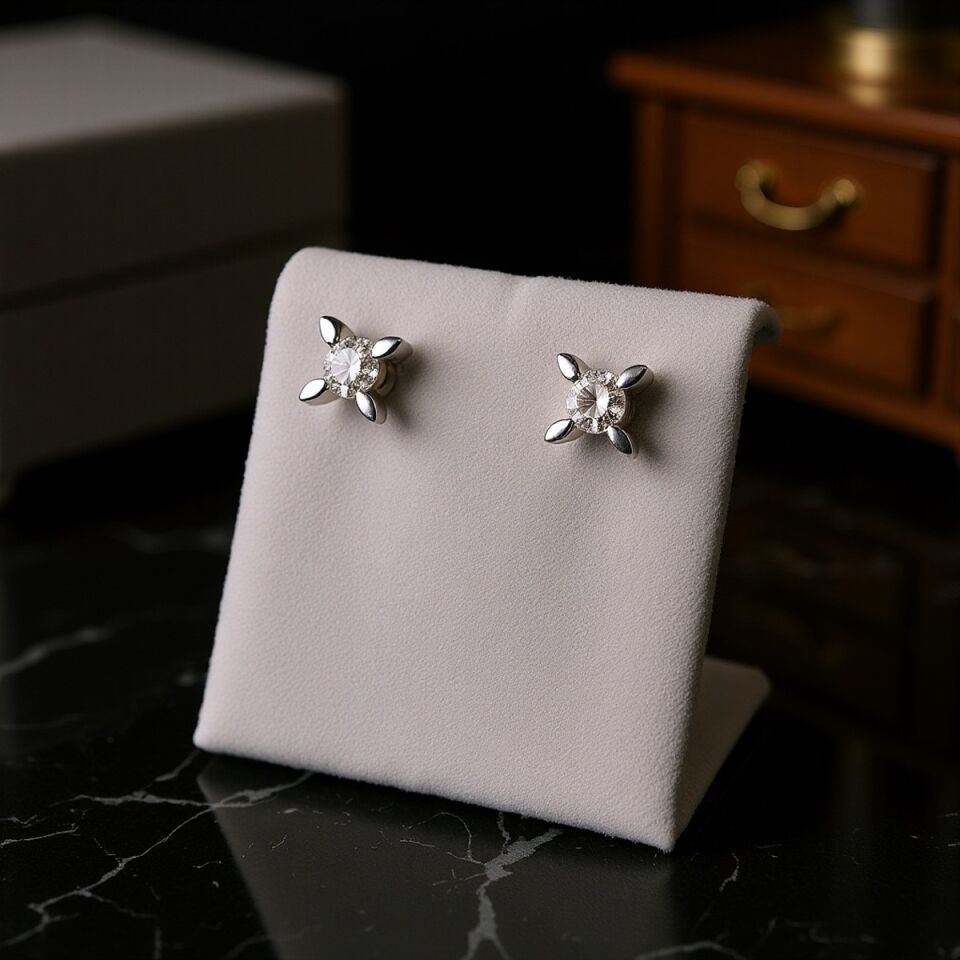 14 AYAR 0,48 CT FG RENGİ BADEM TIRNAKLI TEKTAŞ PIRLANTA KÜPE