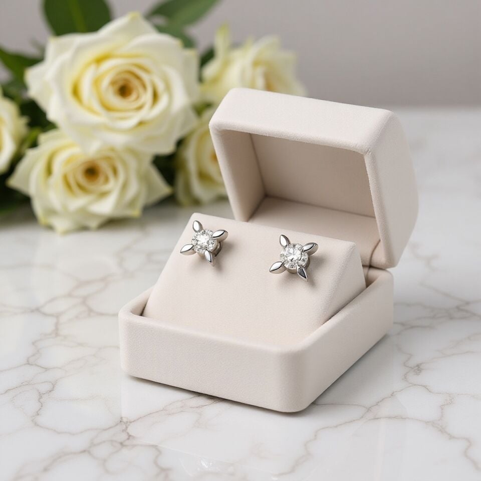 14 AYAR 0,48 CT FG RENGİ BADEM TIRNAKLI TEKTAŞ PIRLANTA KÜPE