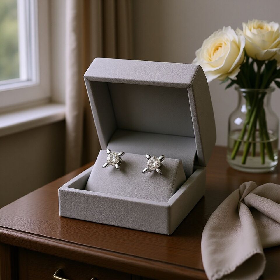 14 AYAR 0,48 CT FG RENGİ BADEM TIRNAKLI TEKTAŞ PIRLANTA KÜPE