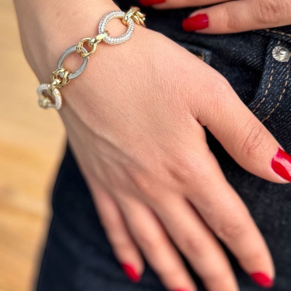 14 AYAR TAŞLI HALKALI ALTIN BİLEKLİK