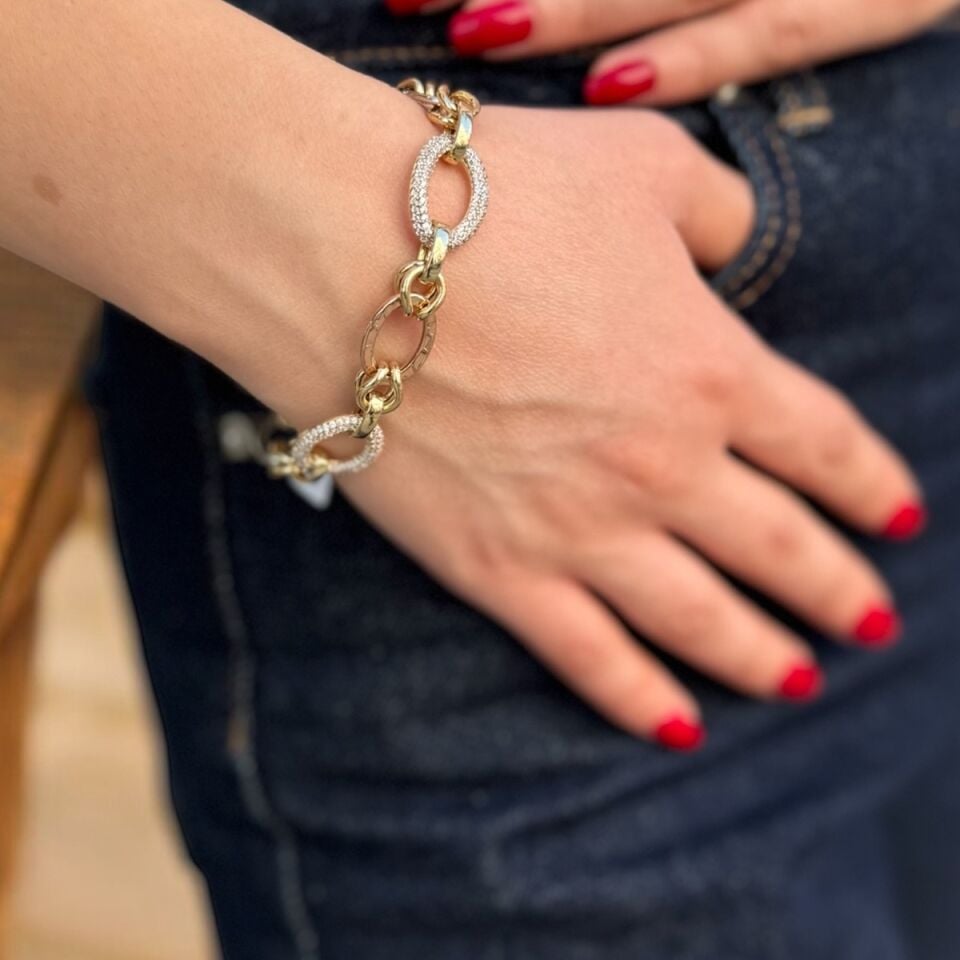 14 AYAR TAŞLI HALKALI ALTIN BİLEKLİK